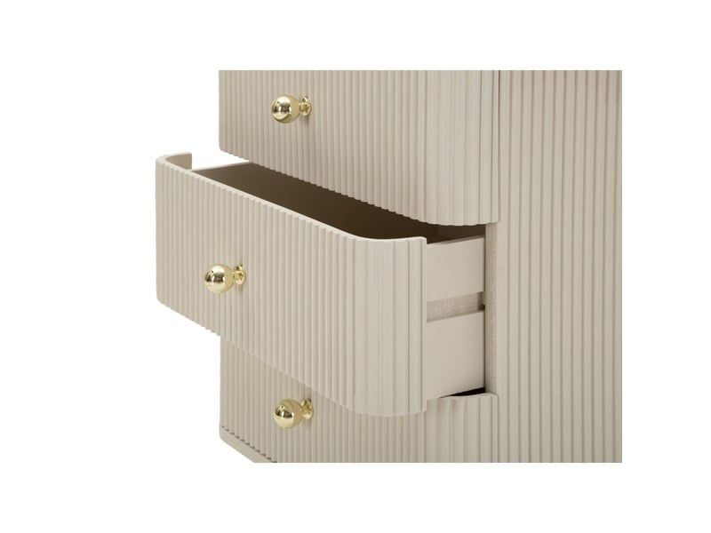  Table de chevet 3 tiroirs shy en bois blanc et détails or  - Conforama D