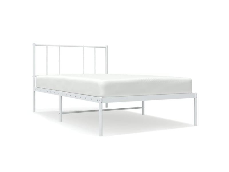  Lit simple- lit adulte -  cadre de lit métal sans matelas avec tête de lit blanc 90x200cm  - Conforama A