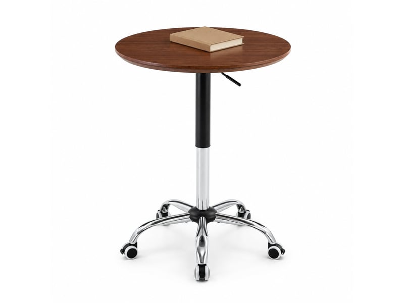  Bout de canapé rond ø 70 cm coloris noyer, réglable en hauteur et à roulettes  - Conforama A