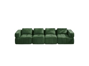 Grand canapé nuage 4 places, mousse 32d, tissu doux, antidérapant, sans montage, 344×93×67 cm, vert