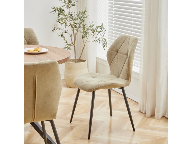  Lot de 6 chaises - chaise de salle à manger vintage en forme de diamant - chaise en lin - pieds en métal(vert) Grand-house - Conforama C