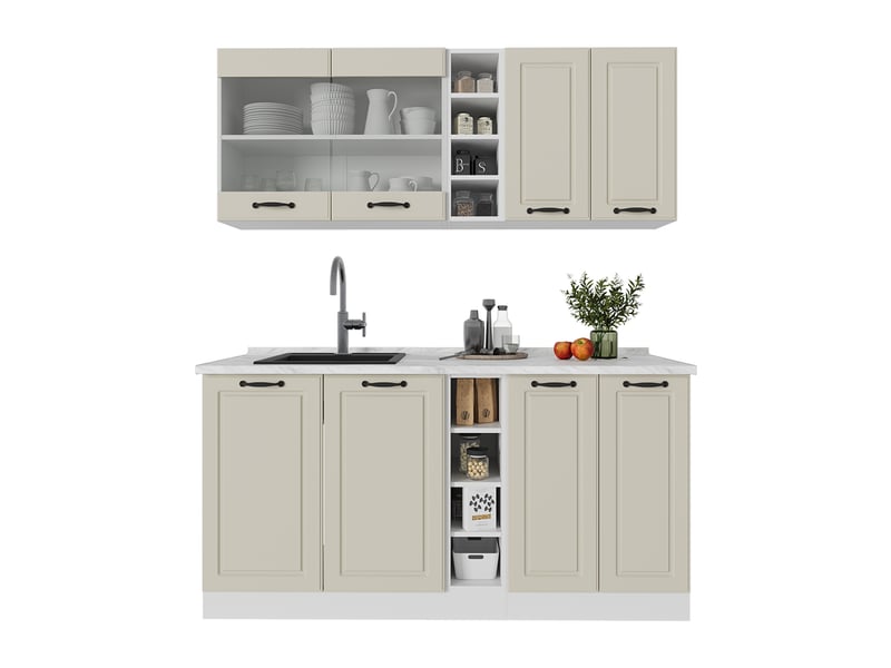Vicco cuisine, sable campagneblanc, 160cm sans plan de travail - Conforama E