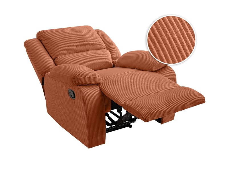 Relaxxo - fauteuil relaxation manuel leo en velours côtelé - terracotta LÉO - Conforama A