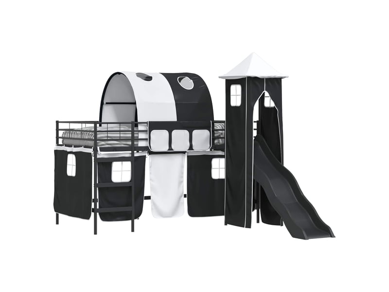  Cadre de lit superposé pour enfants - lit jeune uni noir 100 x 200 cm métal  - Conforama A