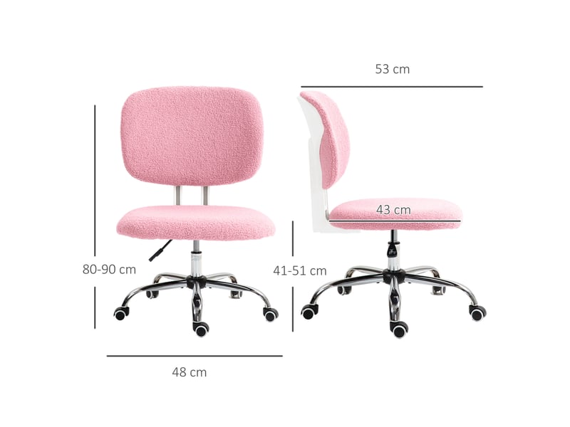  Chaise de bureau ergonomique rose en tissu, réglable en hauteur, sans accoudoirs, idéale pour le télétravail  - Conforama C
