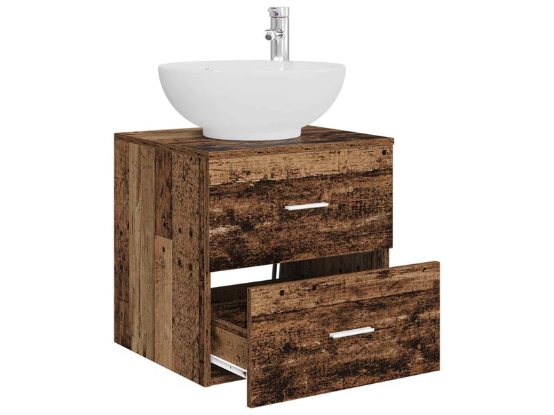 Vanité de lavabo mural, meuble de rangement bois ancien 49.5x44.5x66.5 cm - Conforama C