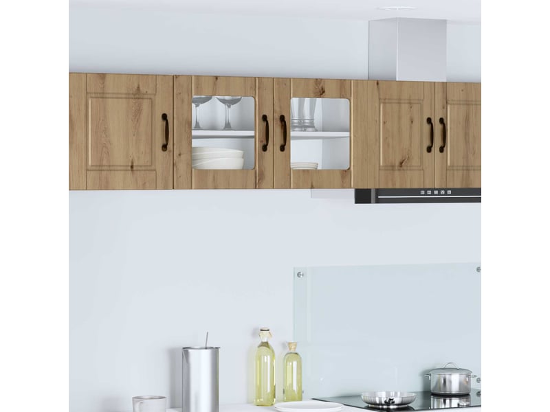  Meuble mural de cuisine, cabinet en verre mural chêne artisanal 80x31x40cm shl720  - Conforama B