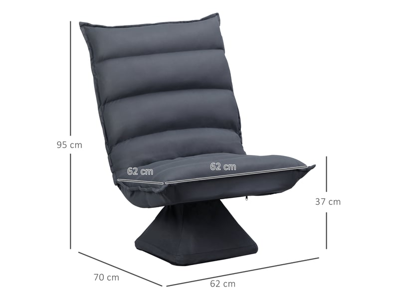  Fauteuil relax pivotant ulevr 360° dossier réglable 5 positions 62 x 70 x 95 cm microfibre gris foncé  - Conforama C