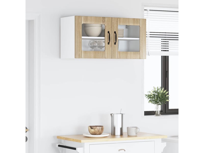 Meuble mural de cuisine, cabinet en verre mural chêne sonoma 80x31x40cm - Conforama D