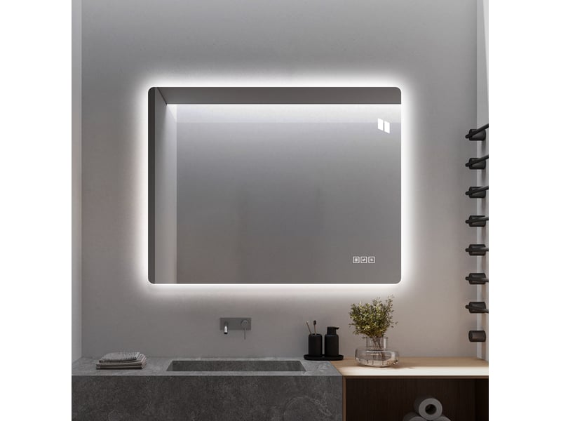  Miroir de salle de bains led sans cadre 60x80 cm argenté antibuée  - Conforama D