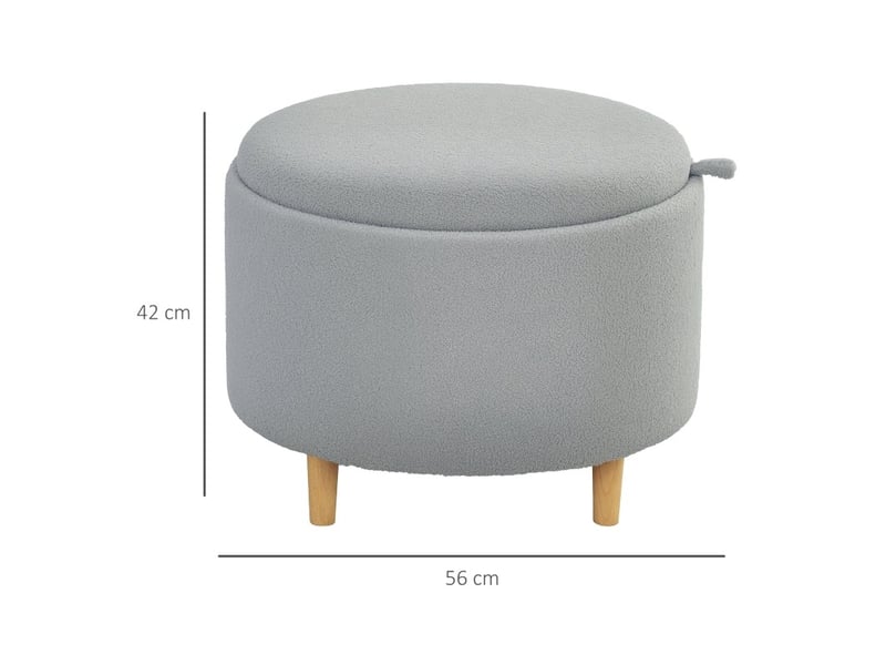  Pouf 56x56x42 cm avec rangement caché gris  - Conforama D