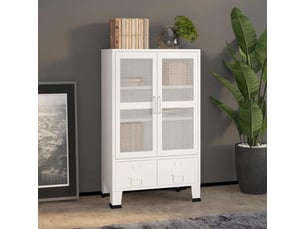 Coffre de rangement, boîte de rangement de rangement industriel blanc 70x40x115 cm métal