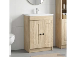 Armoire sous évier de salle de bain, meuble de rangement chêne sonoma shl9407