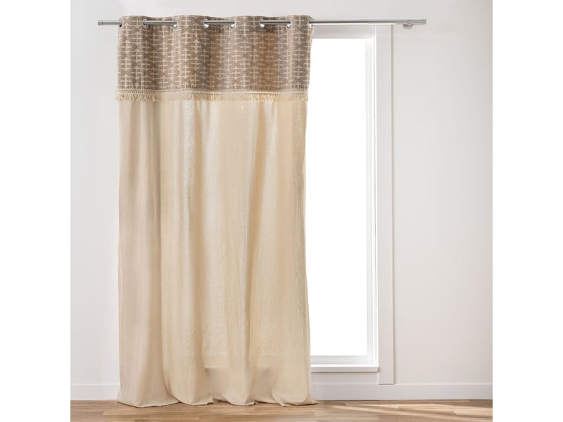  Rideau à œillets 140 x 240 cm cotonpolyester top jacquard frange domino 1613135 - Conforama A