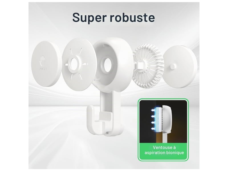 Lot de 4 crochet ventouse mural puissante, charge de 5kg | crochet salle de bain en ventouse forte crochet vacuum - Conforama D