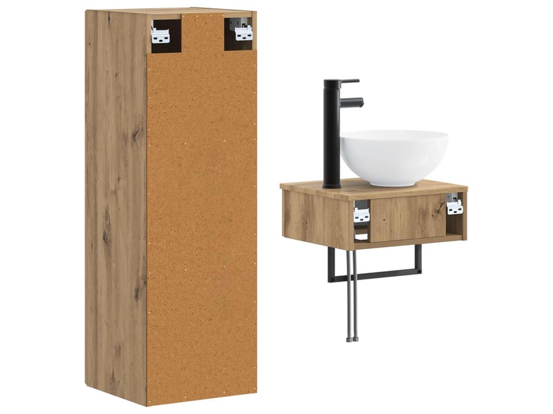 Ensemble de mobilier de salle de bain 2 pcs chêne artisanal shl120 - Conforama E