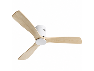 Ventilateur de plafond de 132 cm sans lumière avec 3 pales en bois massif télécommande 6 vitesses et minuterie