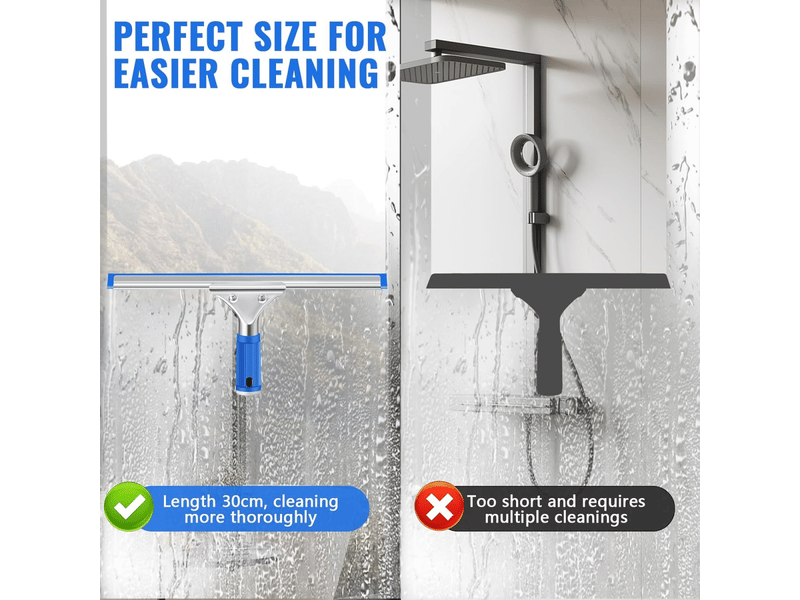 Essuie-vitres professionnel en acier inoxydable, lame de 30 cm, nettoyage sans traces pour vitres et salle de bain  - Conforama D