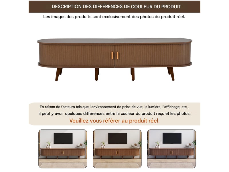  Ensemble meuble tv 175x40x42 cm et table basse 100x50x40 cm mdf noyer - pangivo  - Conforama D