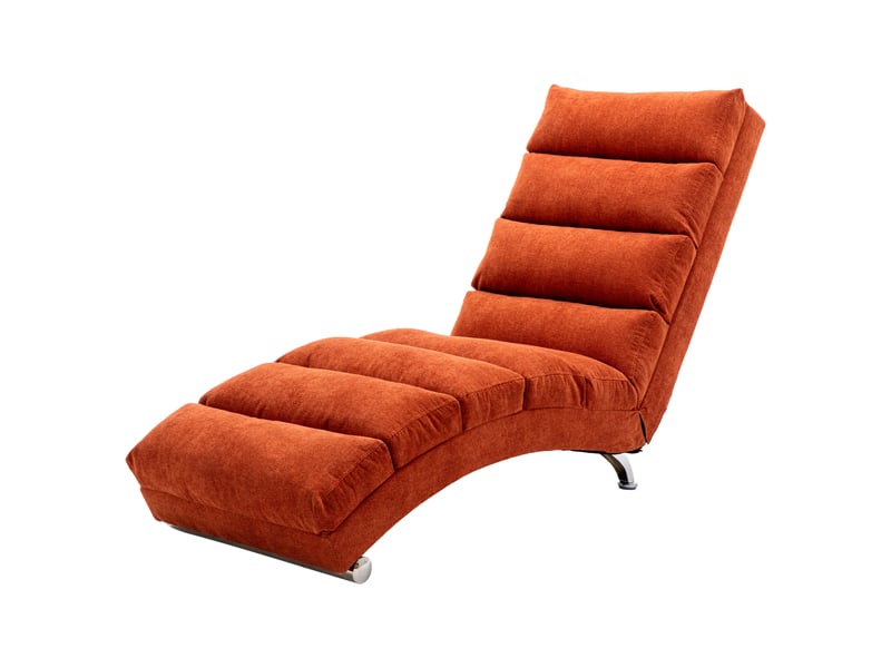  Chaise longue de massage fixe,148x55x84 cm,avec vibration,tissu lin,orange  - Conforama D