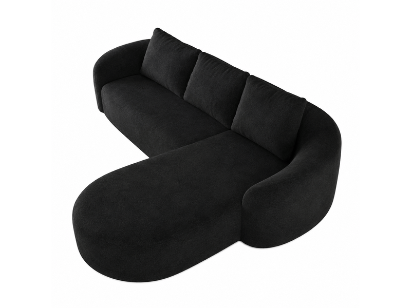  Canapé d'angle en l modulaire 266 cm, mousse compressée, tissu noir, sans montage Y168-R-CHAISE-2SEATER-BLACK - Conforama A