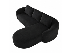 Canapé d'angle en l modulaire 266 cm, mousse compressée, tissu noir, sans montage