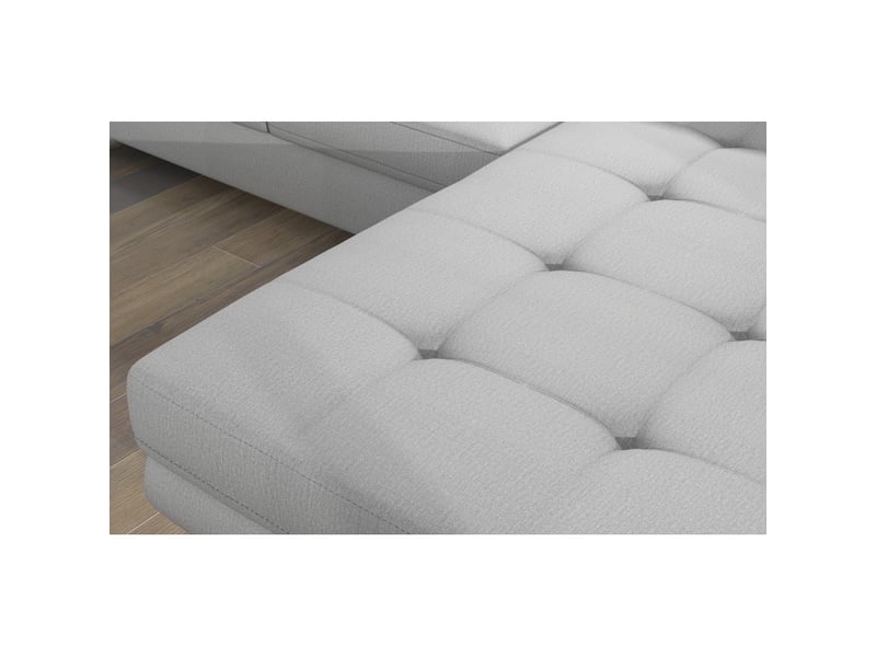 Canapé d'angle convertible amanda gris clair en tissu effet chiné avec coffre - Conforama D