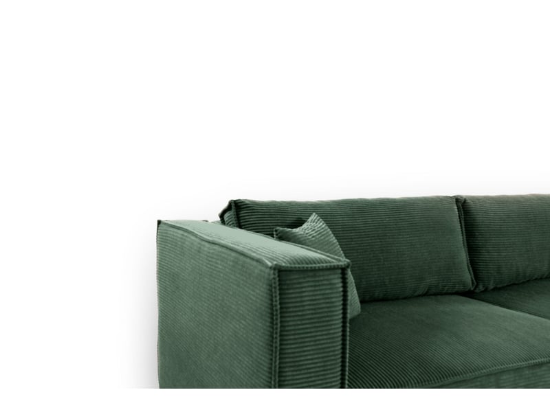  Canapé d'angle convertible en velours côtelé keymon vert  - Conforama C