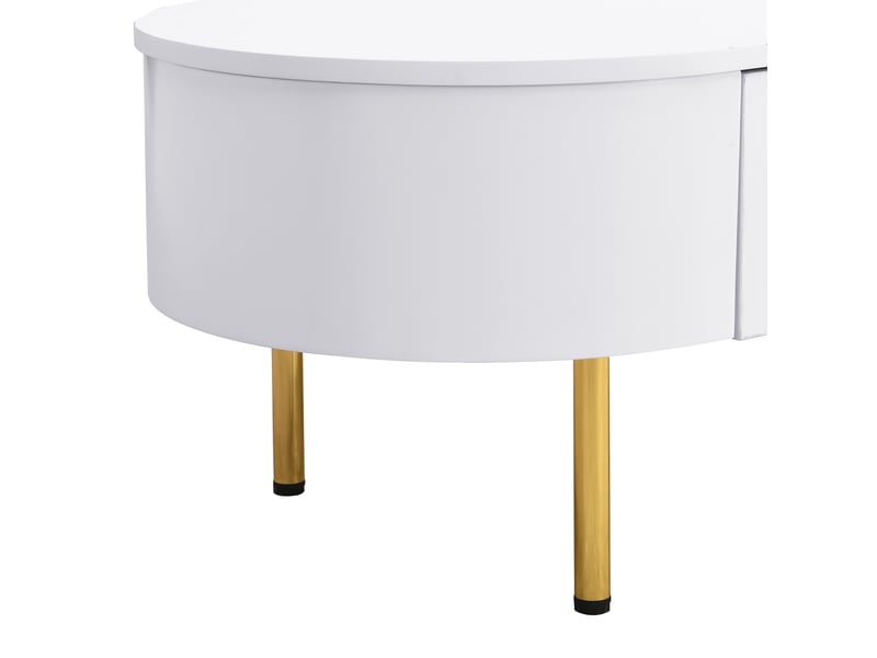 Table basse en mdf blanc, ronde, avec tiroir(s), 108 x 50 x 40 cm  - Conforama W