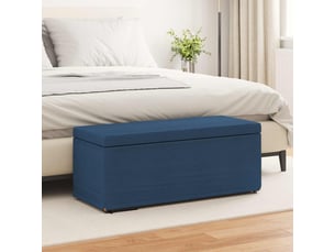 Tabouret de salon bleu 101x41x40 cm tissu et bois stratifié