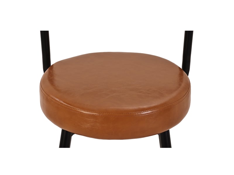  Tabourets de bar 37x37x90,5 cm lot de 2, dossier, repose-pieds, pour cuisine et salon, pieds métal, assise pu, marron  - Conforama E