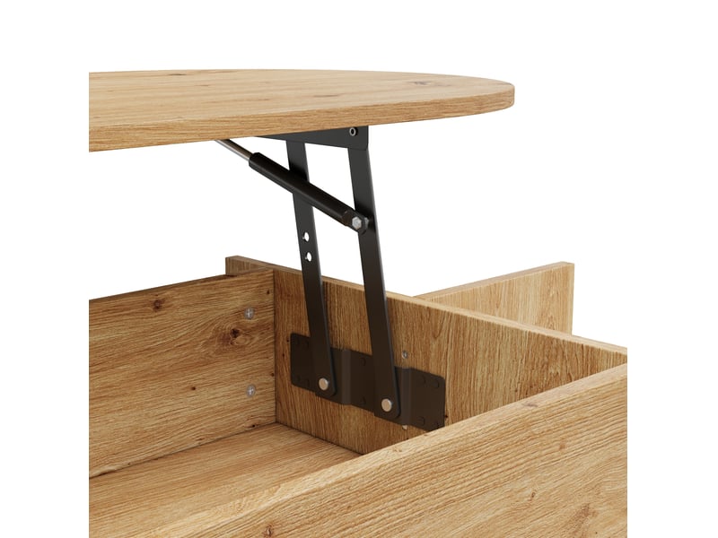 Table basse ovale relevable en mdf, rangement dissimulé et portes coulissantes, idéale pour le salon - Conforama D