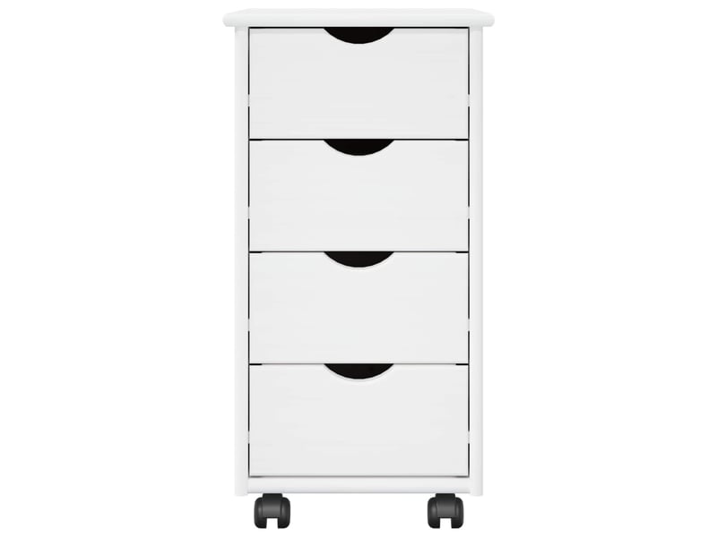  Caisson roulant de bureau, meuble de rangement 34 x 39 x 65,5 cm bois de pin massif blanc  - Conforama E