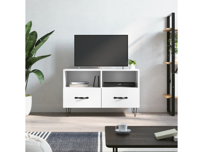  Meuble tv - banc tv - meuble de rangement blanc 80x36x50 cm bois d'ingénierie  - Conforama B