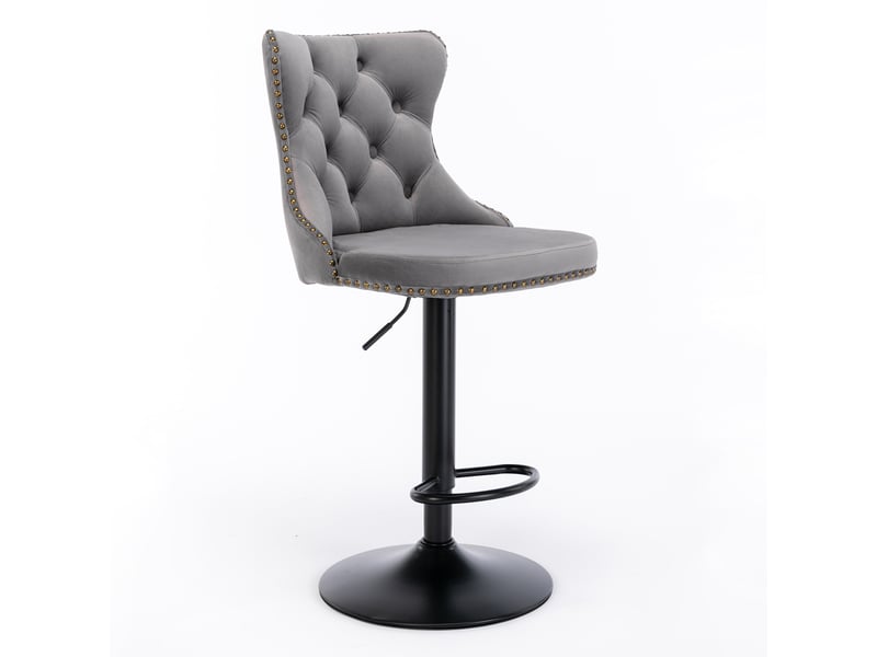  Lot de 2 tabourets de bar pivotants réglables en velours gris W3223P503935 - Conforama B