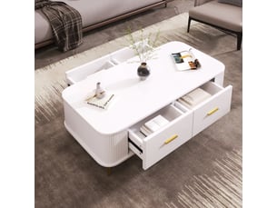 Table basse rectangulaire coloris blanc <strong>MERAX</strong> <strong>table basse blanc</strong> - 51 cmx105 cm