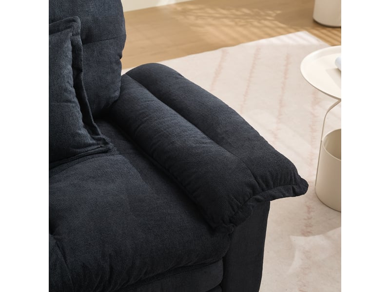  Fauteuil pivotant noir en tissu chenille – fauteuil rotatif 360° avec coussin de soutien pour salon et chambre  - Conforama E