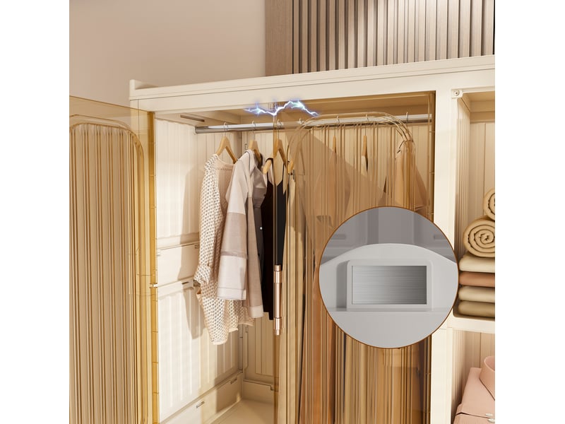 Armoire modulable pliable 92x45x196 cm à roulettes, 9 portes magnétiques, pp beige - Conforama E