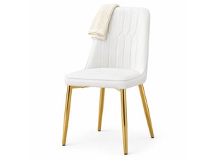Lot de 2 chaises de salle à manger 40,6x40,6x89 cm, chaise cuisine, dossier ergonomique, blanc et doré, pu et métal