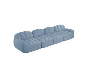 Canapé modulable 4 places bleu en tissu polaire granuleux 366 x 104 x 79 cm
