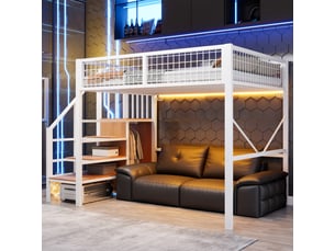 Lit mezzanine 140x200 cm <strong></strong> <strong></strong> coloris blanc