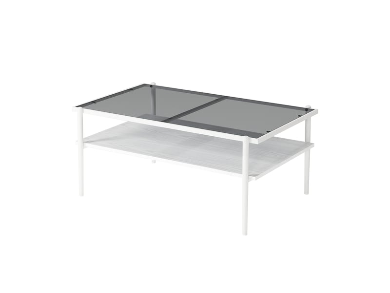  Table basse rectangulaire 97.5 x 61.5 cm en verre trempé gris et blanc  - Conforama R