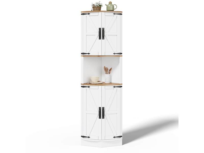 Buffet coin vintage blanc mdf 39,5x39,5x180cm meuble rangement cuisine - Conforama A
