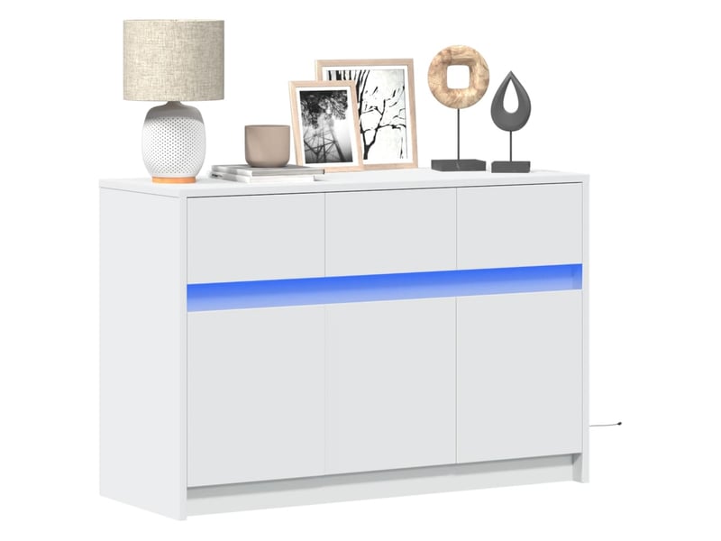 Meuble tv - banc tv - meuble de rangement avec led blanc 91x34x61 cm bois d'ingénierie - Conforama B
