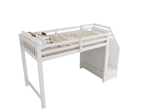 Lit mezzanine 90x200 cm OKWISH   coloris blanc