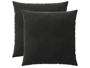 Lot de 2 coussins avec oreiller, coussins décoratifs heerlen noir velours cf50531