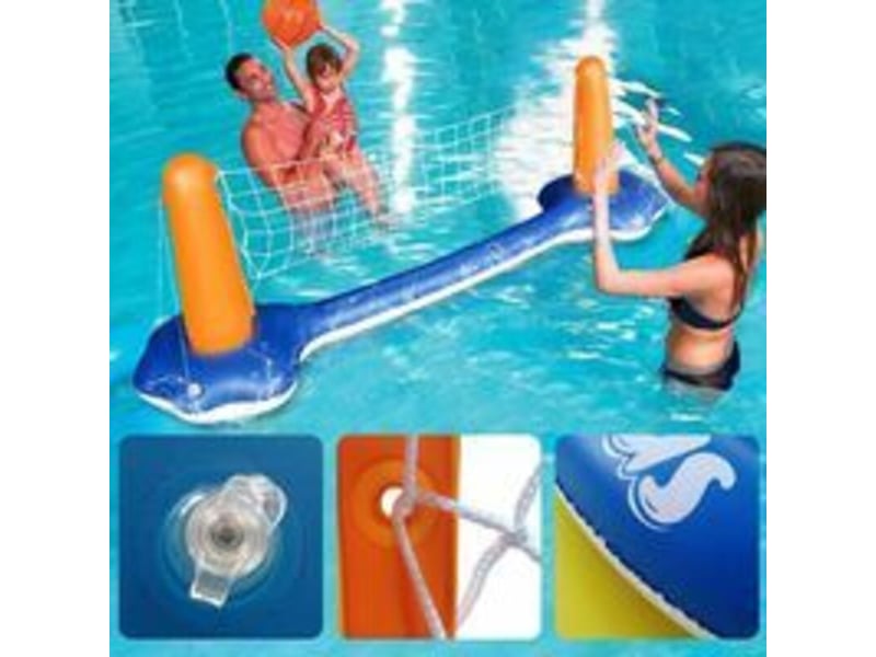  Ensemble de volley-ball gonflable volleyball gonflable piscine toy avec basket-ball hoop volley-ball filet deux balles jeu de natation pour enfants  - Conforama C