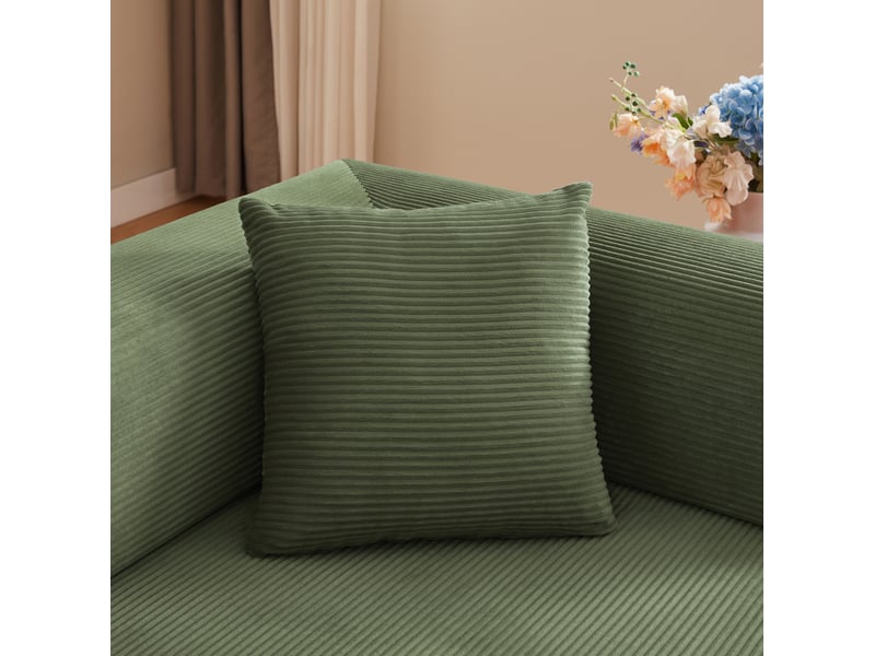  Canapé convertible 3 places modenvie canapé-lit en velours côtelé vert 204 x 97 x 65 cm avec 2 coussins et 2 matelas de 17 cm  - Conforama E