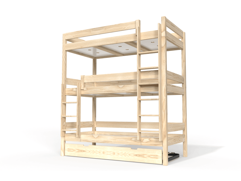  Lit superposé 4 places 90x200 en bois massif abc, brut (sans vernis) TRI492-B - Conforama C