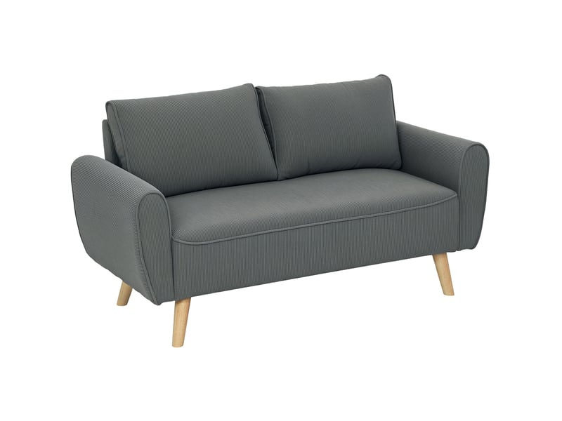  Canapé droit 2 places 145 x 75 x 78 cm en velours côtelé polyester gris foncé  - Conforama A